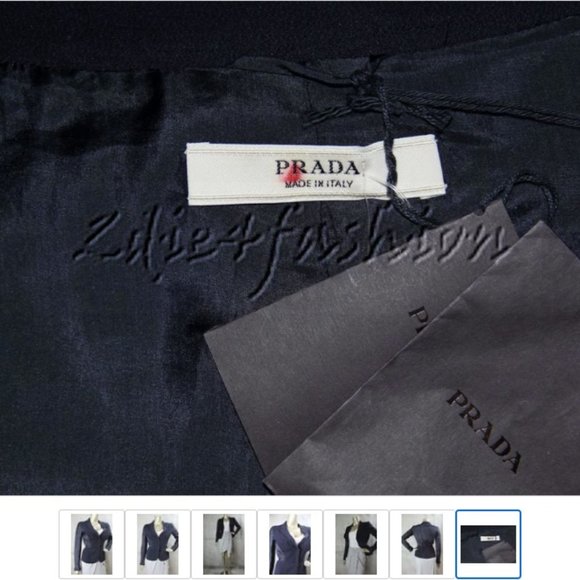 $2135 New PRADA Silk Navy Reboutinette Pleated Fitted Acetate Silk Jacket 6 - Picture 6 of 6